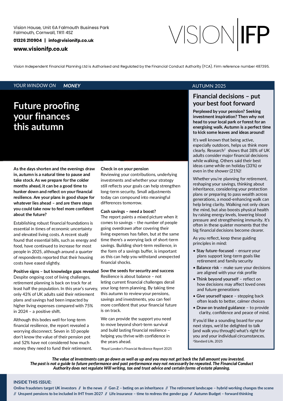 Vision Money Newsletter Autumn 2025