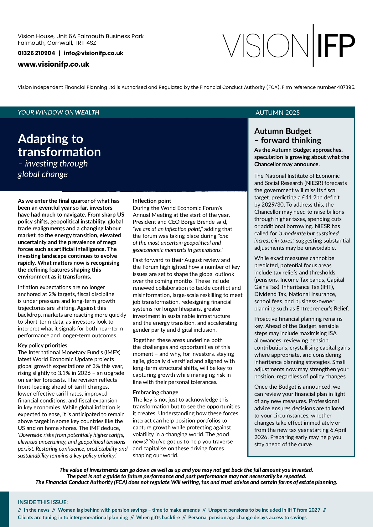 Vision Wealth Newsletter Autumn 2025
