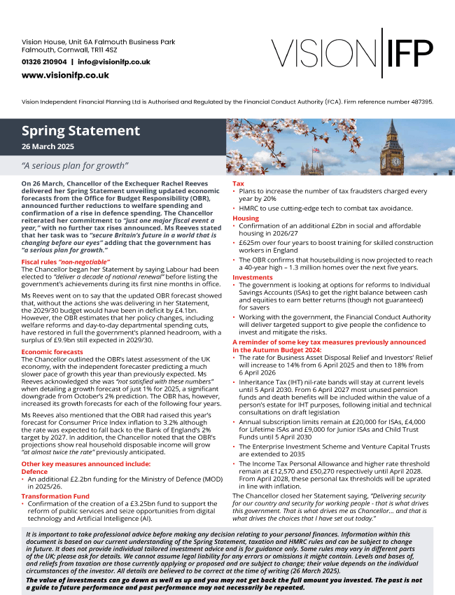 Vision Spring Statement 26 March 2025